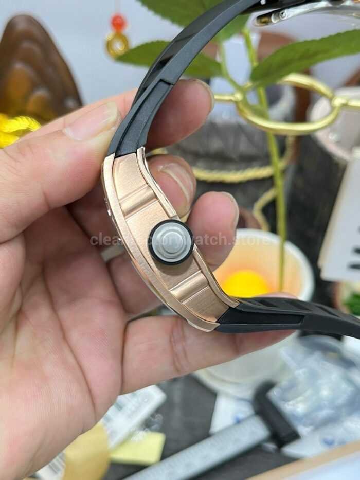 YS Factory Richard Mille RM001 43mm Rose Gold Titanium Rubber Strap Skeletonized Dial 2 Super Clone Watch,Clean Factory Watch