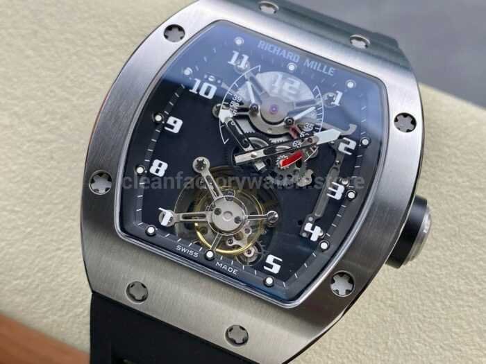 YS Factory Richard Mille RM001 43mm Titanium Rubber Strap Skeletonized Dial 1 Super Clone Watch,Clean Factory Watch