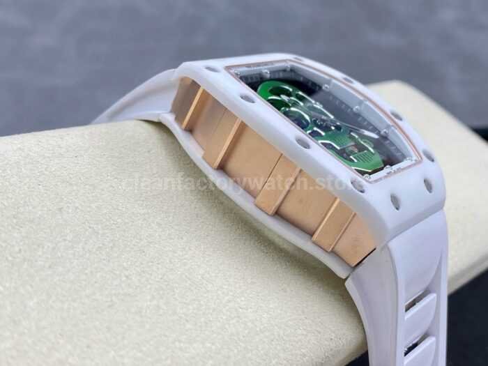 YS Factory Richard Mille RM052 44mm CeramicsTitanium White Rubber Strap Green Skeletonized Skull 4 Super Clone Watch,Clean Factory Watch
