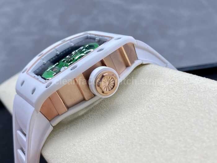 YS Factory Richard Mille RM052 44mm CeramicsTitanium White Rubber Strap Green Skeletonized Skull 5 Super Clone Watch,Clean Factory Watch