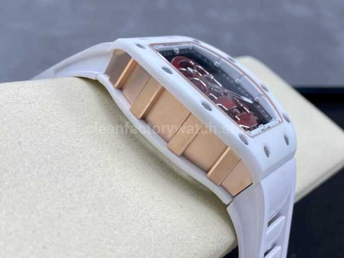 YS Factory Richard Mille RM052 44mm CeramicsTitanium White Rubber Strap Red Skeletonized Skull Dial 3 Super Clone Watch,Clean Factory Watch