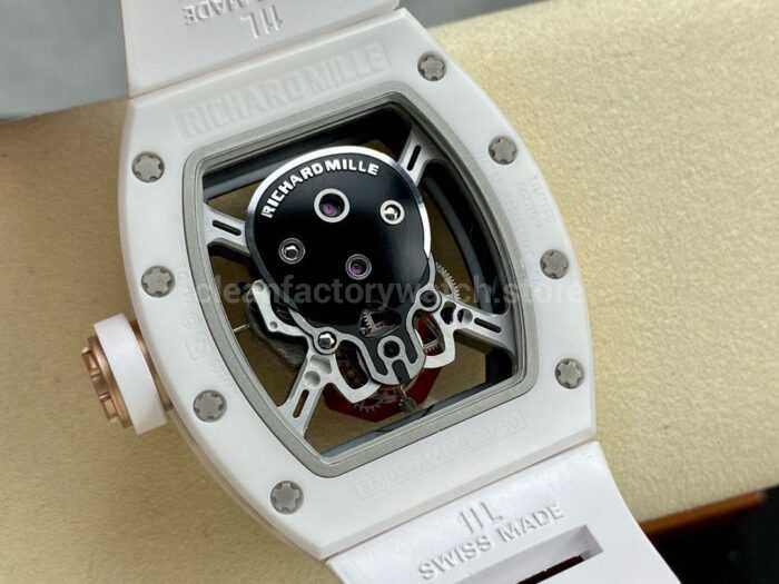 YS Factory Richard Mille RM052 44mm CeramicsTitanium White Rubber Strap Red Skeletonized Skull Dial 7 Super Clone Watch,Clean Factory Watch
