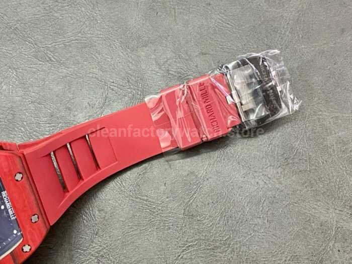 YS Factory Richard Mille Skull RM 52 01 44mm Full Red Carbon Fiber Red Rubber Strap Skelet 7 Super Clone Watch,Clean Factory Watch