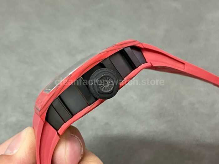 YS Factory Richard Mille Skull RM 52 01 44mm Full Red Carbon Fiber Red Rubber Strap Skelet Super Clone Watch,Clean Factory Watch