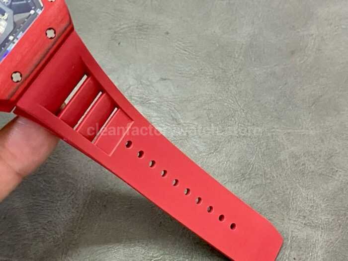 YS Factory Richard Mille Skull RM 52 01 44mm Full Red Carbon Fiber Red Rubber Strap Skelet 9 Super Clone Watch,Clean Factory Watch