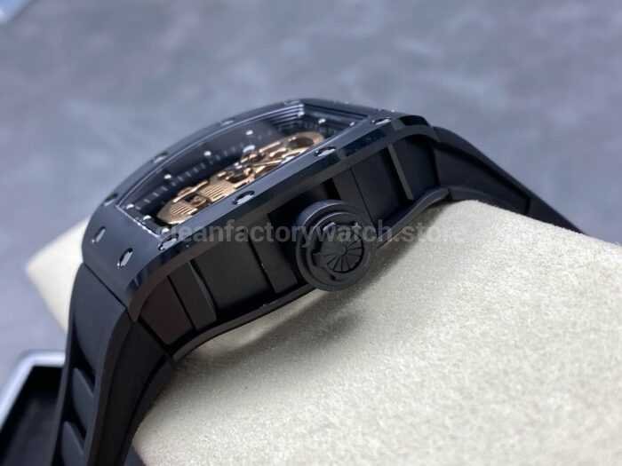 YS Factory Tourbillon Richard Mille Manual Winding RM52 01 44.3mm Black Ceramic Rubber Str Super Clone Watch,Clean Factory Watch