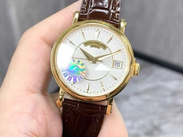 ZF Factory Patek Philippe Calatrava 5153J 001 38mm Yellow Gold Leather Strap Silver Dial 1 Super Clone Watch,Clean Factory Watch
