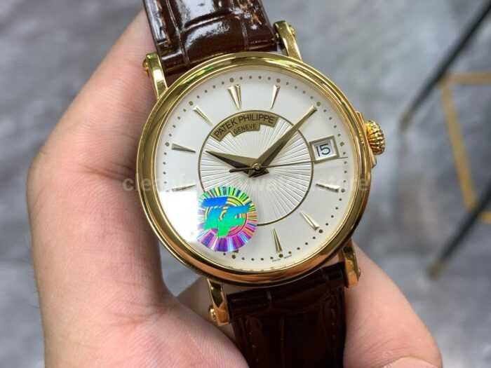 ZF Factory Patek Philippe Calatrava 5153J 001 38mm Yellow Gold Leather Strap Silver Dial 9 Super Clone Watch,Clean Factory Watch