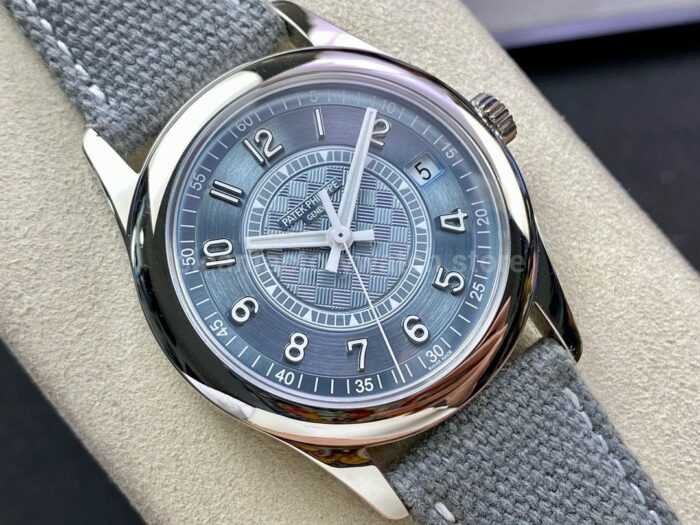 ZF Factory Patek Philippe Calatrava 6007A 001 40mm Steel Canvas Strap Blue Dial 4 Super Clone Watch,Clean Factory Watch