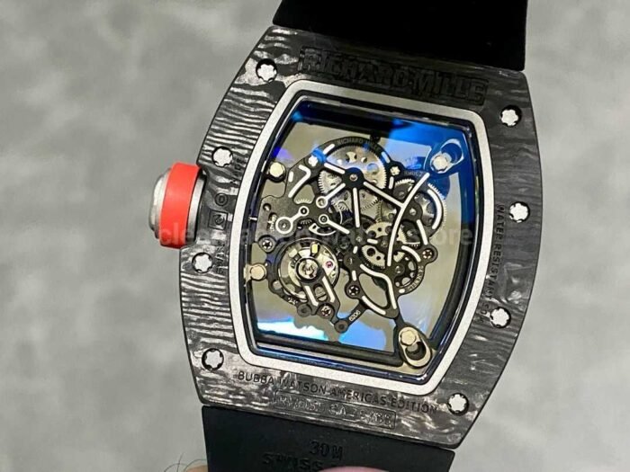 ZF Factory Richard Mille RM 055 42.7mm Carbon Fiber Black Rubber Strap Skeletonized Black Dial - Image 7