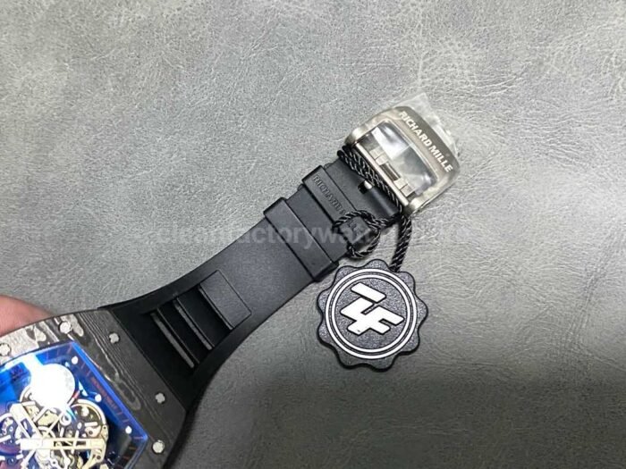 ZF Factory Richard Mille RM 055 42.7mm Carbon Fiber Black Rubber Strap Skeletonized Black Dial - Image 8