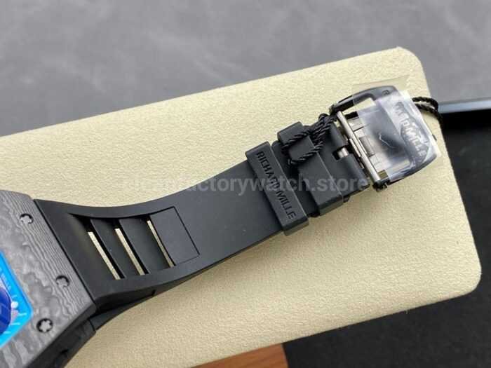 ZF Factory Richard Mille RM 055 42.7mm Carbon Fiber Black Rubber Strap Skeletonized Blue Dial 5 Super Clone Watch,Clean Factory Watch