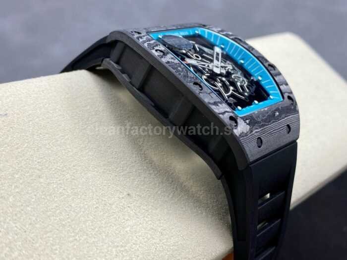 ZF Factory Richard Mille RM 055 42.7mm Carbon Fiber Black Rubber Strap Skeletonized Blue Dial 7 Super Clone Watch,Clean Factory Watch
