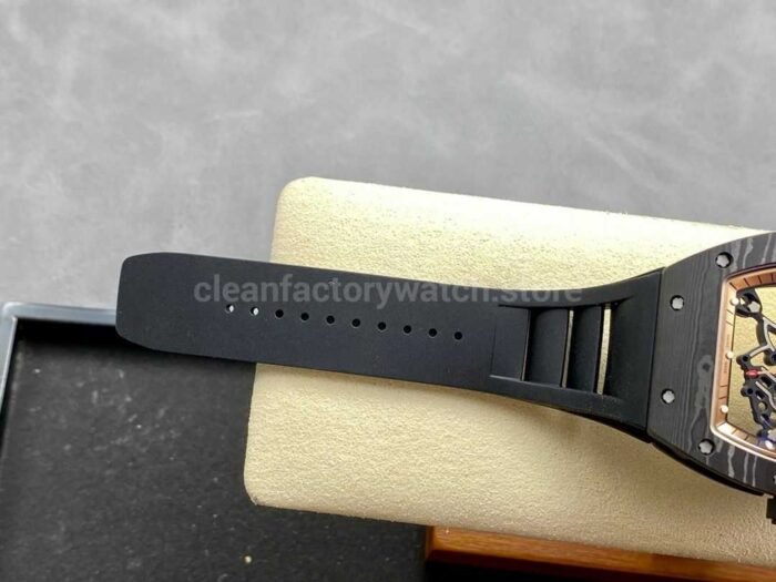 ZF Factory Richard Mille RM 055 42.7mm Carbon Fiber Black Rubber Strap Skeletonized Rose Gold Dial - Image 8