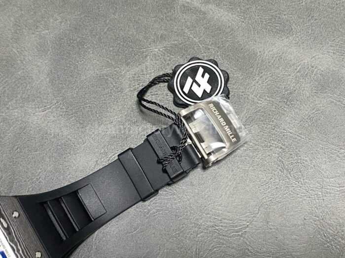 ZF Factory Richard Mille RM 055 42.7mm Carbon Fiber Black Rubber Strap Skeletonized White Dial 9 Super Clone Watch,Clean Factory Watch