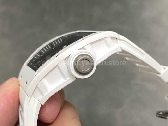 ZF Factory Richard Mille RM 055 42.7mm Full White Ceramic White Rubber Strap Skeletonized White Dial 1 Super Clone Watch,Clean Factory Watch