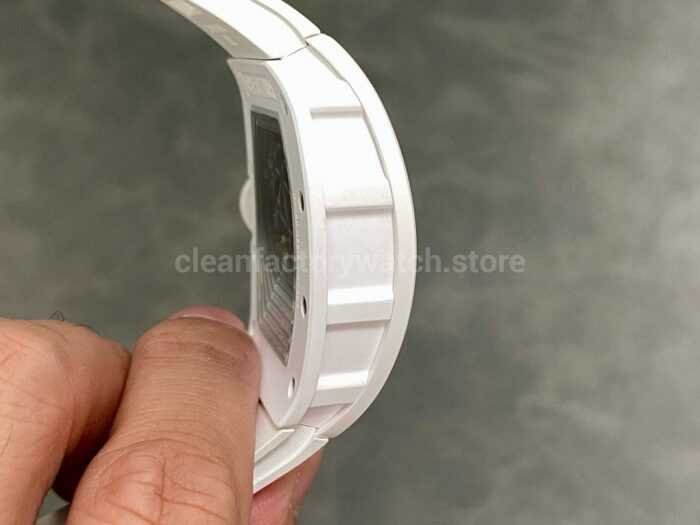ZF Factory Richard Mille RM 055 42.7mm Full White Ceramic White Rubber Strap Skeletonized White Dial 4 Super Clone Watch,Clean Factory Watch