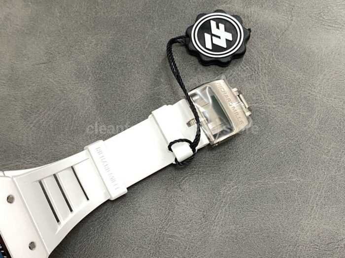 ZF Factory Richard Mille RM 055 42.7mm Full White Ceramic White Rubber Strap Skeletonized White Dial Super Clone Watch,Clean Factory Watch