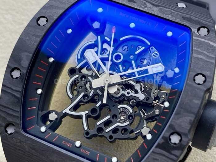 ZF Factory Richard Mille RM 055 42.7mm Titanium Black Rubber Strap Skeletonized Black Dial 2 Super Clone Watch,Clean Factory Watch
