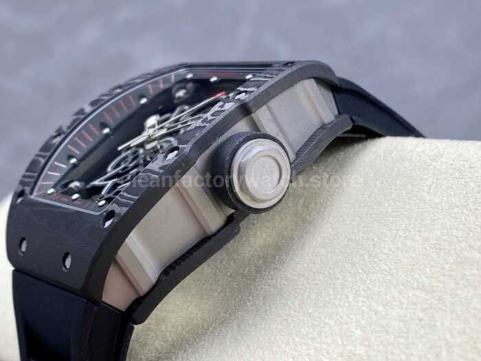 ZF Factory Richard Mille RM 055 42.7mm Titanium Black Rubber Strap Skeletonized Black Dial 4 Super Clone Watch,Clean Factory Watch