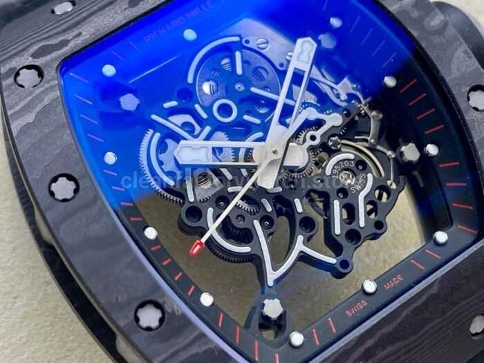 ZF Factory Richard Mille RM 055 42.7mm Titanium Black Rubber Strap Skeletonized Black Dial 5 Super Clone Watch,Clean Factory Watch
