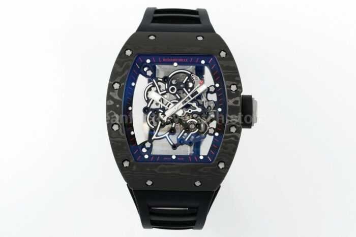 ZF Factory Richard Mille RM 055 42.7mm Titanium Black Rubber Strap Skeletonized Black Dial 6 Super Clone Watch,Clean Factory Watch