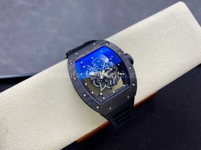 ZF Factory Richard Mille RM 055 42.7mm Titanium Black Rubber Strap Skeletonized Black Dial 7 Super Clone Watch,Clean Factory Watch