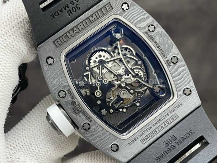 ZF Factory Richard Mille RM 055 42.7mm Titanium Black Rubber Strap Skeletonized White Dial 4 Super Clone Watch,Clean Factory Watch