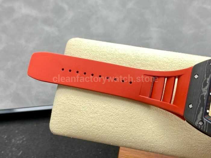 ZF Factory Richard Mille RM 055 42.7mm Titanium Red Rubber Strap Skeletonized Black Dial 5 Super Clone Watch,Clean Factory Watch