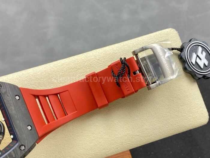 ZF Factory Richard Mille RM 055 42.7mm Titanium Red Rubber Strap Skeletonized Black Dial 8 Super Clone Watch,Clean Factory Watch