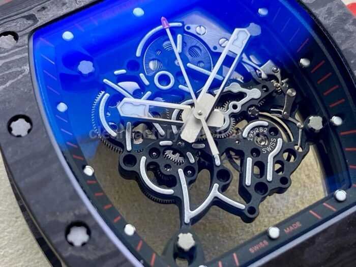 ZF Factory Richard Mille RM 055 42.7mm Titanium Red Rubber Strap Skeletonized Black Dial 9 Super Clone Watch,Clean Factory Watch