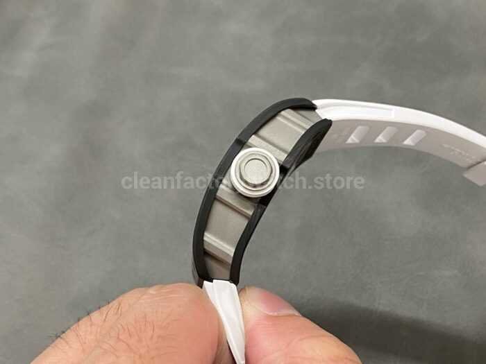 ZF Factory Richard Mille RM 055 42.7mm Titanium White Rubber Strap Skeletonized White Dial 4 Super Clone Watch,Clean Factory Watch