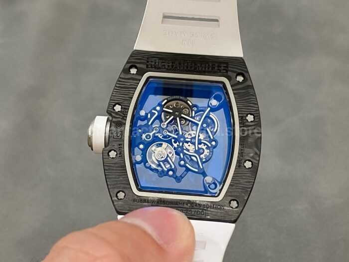 ZF Factory Richard Mille RM 055 42.7mm Titanium White Rubber Strap Skeletonized White Dial 7 Super Clone Watch,Clean Factory Watch