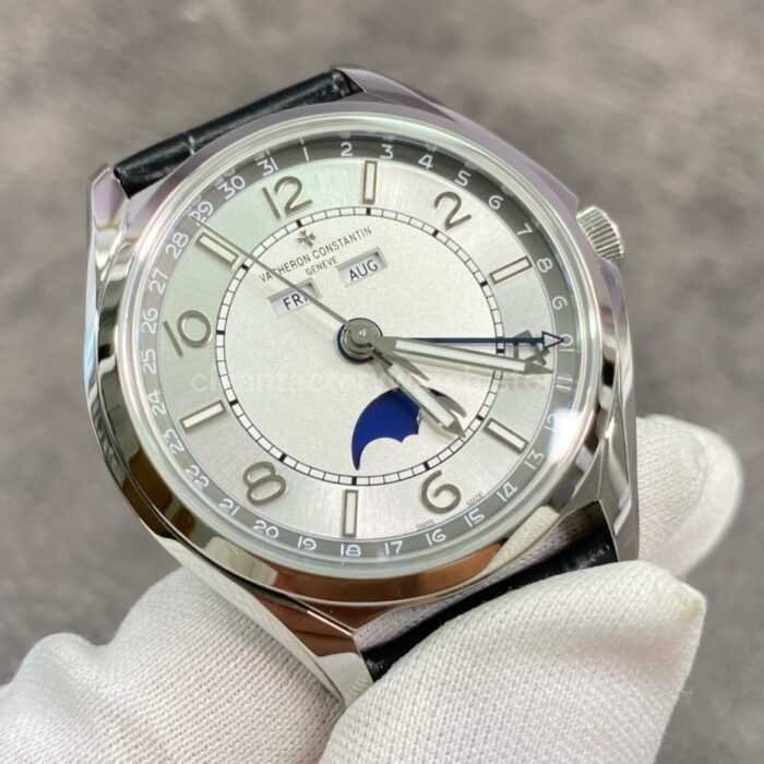 ZF Factory Vacheron Constantin Fiftysix 4000E000A B439 40mm Steel Leather Strap Arabic Super Clone Watch,Clean Factory Watch