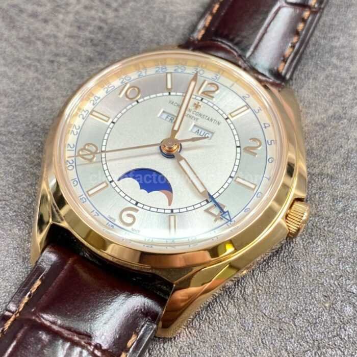 ZF Factory Vacheron Constantin Fiftysix 4000E000R B438 40mm Rose Gold Leather Stra 4 Super Clone Watch,Clean Factory Watch
