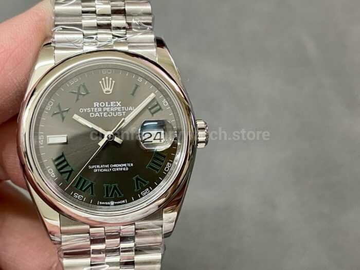 A Factory Rolex Datejust 126200 0017 36mm Full 904L Roman Numerals Grey Dial Jubilee 6 Super Clone Watch,Clean Factory Watch