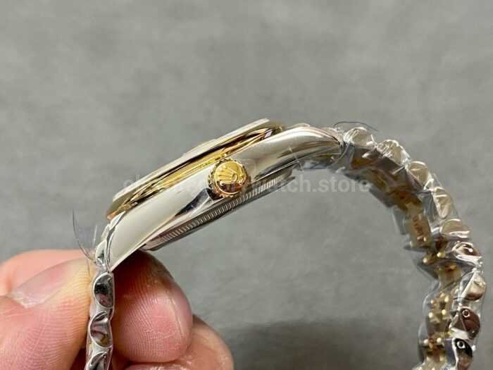 A Factory Rolex Datejust 126203 0033 36mm Half Yellow Gold Diaond Mop Champagne Computer Dial Jubilee 7 Super Clone Watch,Clean Factory Watch