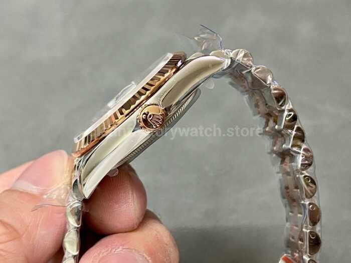 A Factory Rolex Datejust 126231 0021 36mm Half Rose Gold Diaond Mop Mother Of Pearl Dial Jubilee 12 Super Clone Watch,Clean Factory Watch