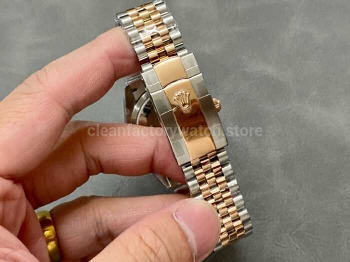 A Factory Rolex Datejust 126231 0023 36mm Half Rose Gold Roman NumeralsDiamond Grey Dial Jubilee 14 Super Clone Watch,Clean Factory Watch