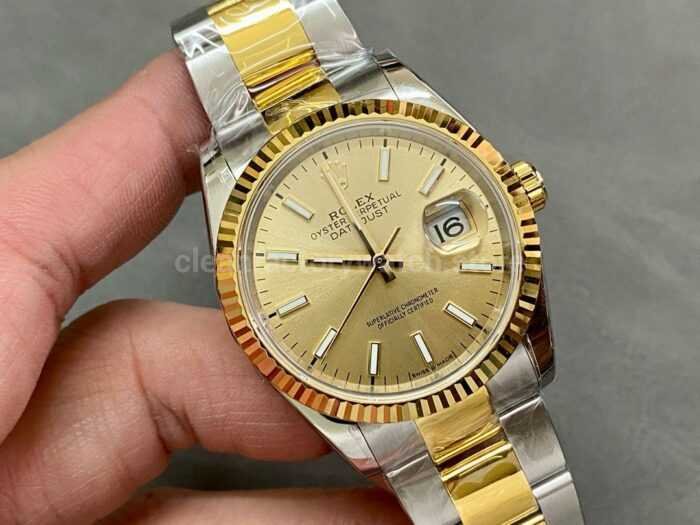 A Factory Rolex Datejust 126233 0016 36mm Half Yellow Gold Champagne Dial 13 Super Clone Watch,Clean Factory Watch