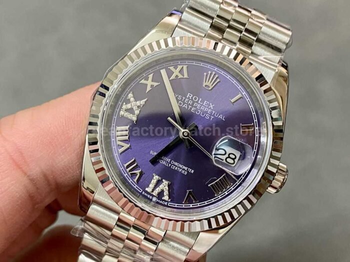A+ Factory Rolex Datejust 126234-0021 36mm Full 904L Roman Numerals&Diamond Purple Dial Jubilee - Image 3