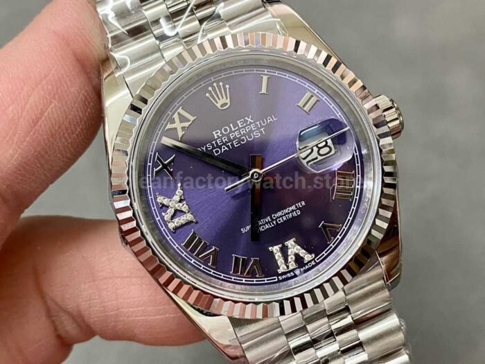 A+ Factory Rolex Datejust 126234-0021 36mm Full 904L Roman Numerals&Diamond Purple Dial Jubilee - Image 2