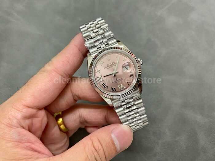 A Factory Rolex Datejust 126234 0031 36mm Full 904L Roman NumeralsDiamond Pink Dial Jubilee 13 Super Clone Watch,Clean Factory Watch