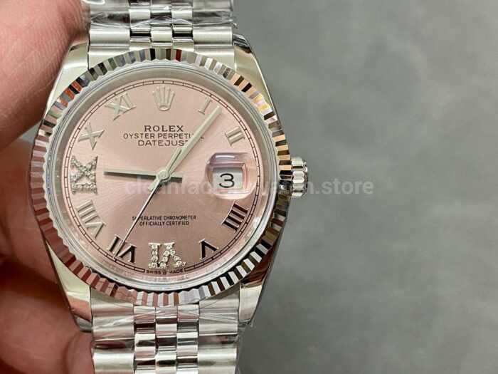 A Factory Rolex Datejust 126234 0031 36mm Full 904L Roman NumeralsDiamond Pink Dial Jubilee 15 Super Clone Watch,Clean Factory Watch