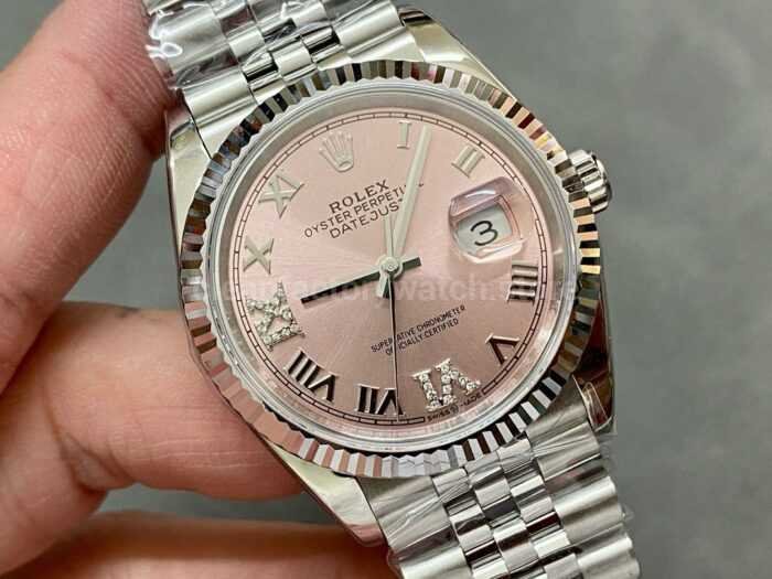 A Factory Rolex Datejust 126234 0031 36mm Full 904L Roman NumeralsDiamond Pink Dial Jubilee 4 Super Clone Watch,Clean Factory Watch