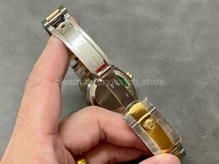A Factory Rolex Datejust 126283RBR 0008 36mm Diamond Bezel Half Yellow Gold Diaond Mop Black Dial 14 Super Clone Watch,Clean Factory Watch