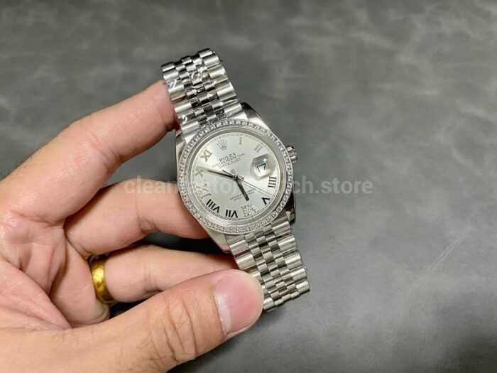 A Factory Rolex Datejust 126284RBR 0021 36mm Diamond Bezel Full 904L Roman NumeralsDiamond Sil Super Clone Watch,Clean Factory Watch