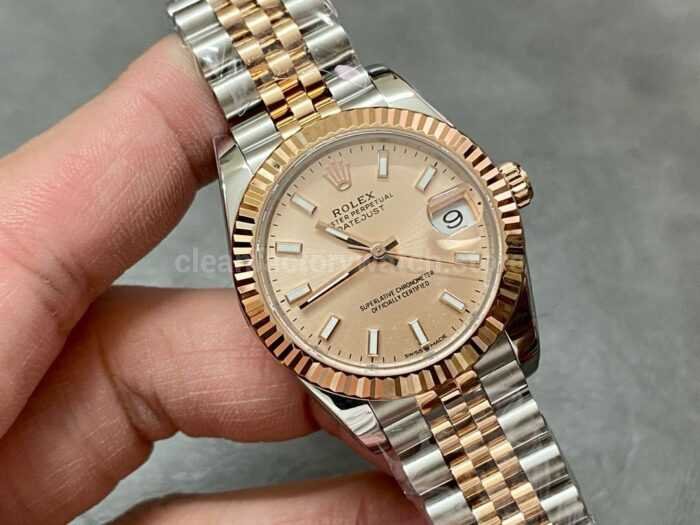 A Factory Rolex Datejust 278271 0010 31mm Half Rose Gold Pink Dial Jubilee 2 Super Clone Watch,Clean Factory Watch
