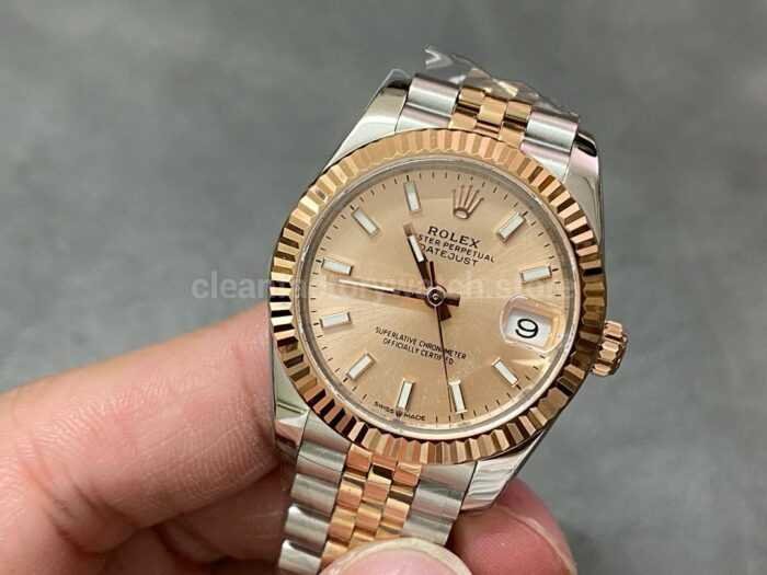 A Factory Rolex Datejust 278271 0010 31mm Half Rose Gold Pink Dial Jubilee 5 Super Clone Watch,Clean Factory Watch
