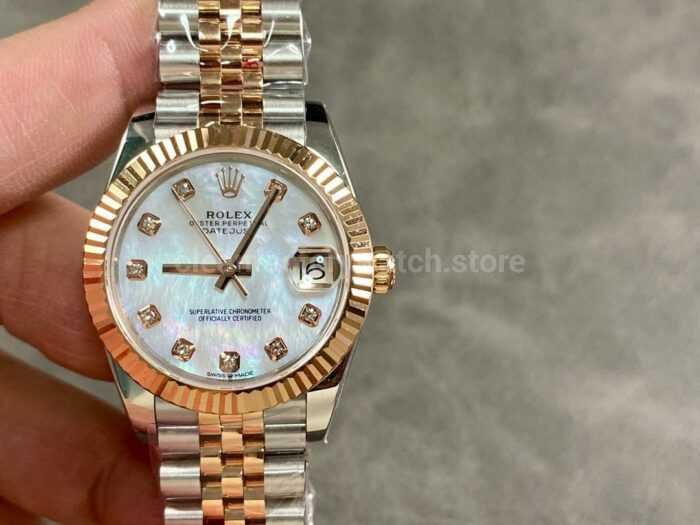 A Factory Rolex Datejust 278271 0026 31mm Half Rose Gold Diamond Mop Mother Of Pearl Dial Jubilee 4 Super Clone Watch,Clean Factory Watch